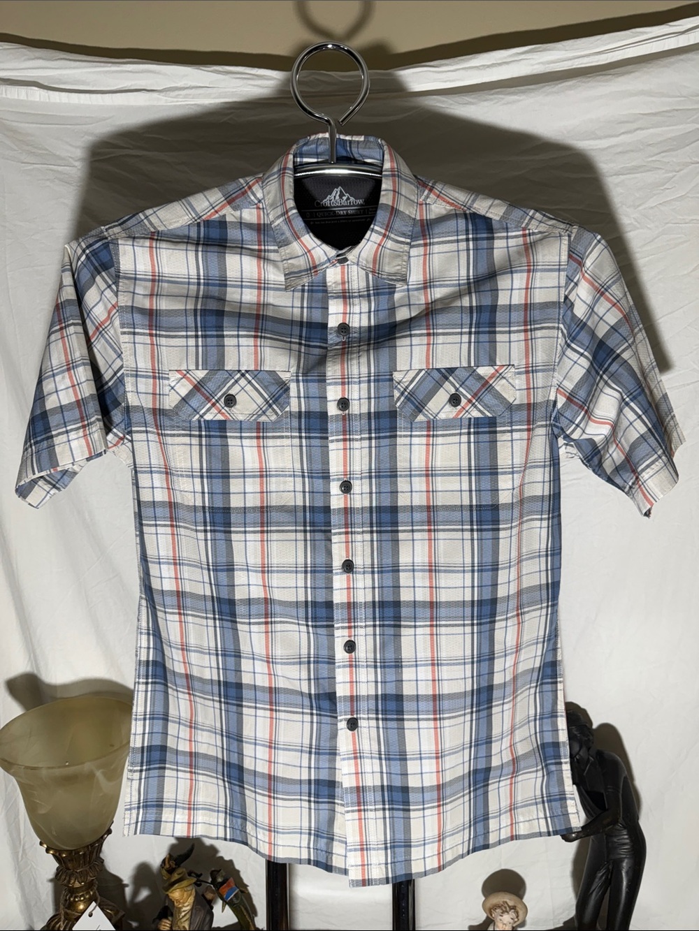 croft & barrow Short-Sleeve Plaid Button-Down Shirt - Blue, White, Red